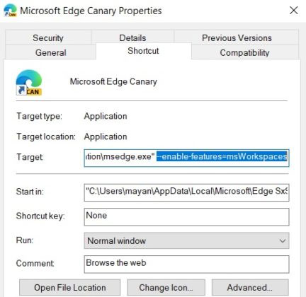 Nhấp chuột phải vào shortcut Edge Canary