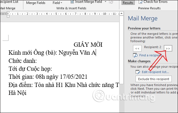 Cách sử dụng mail merge trong Word để trộn văn bản - Ảnh minh hoạ 9