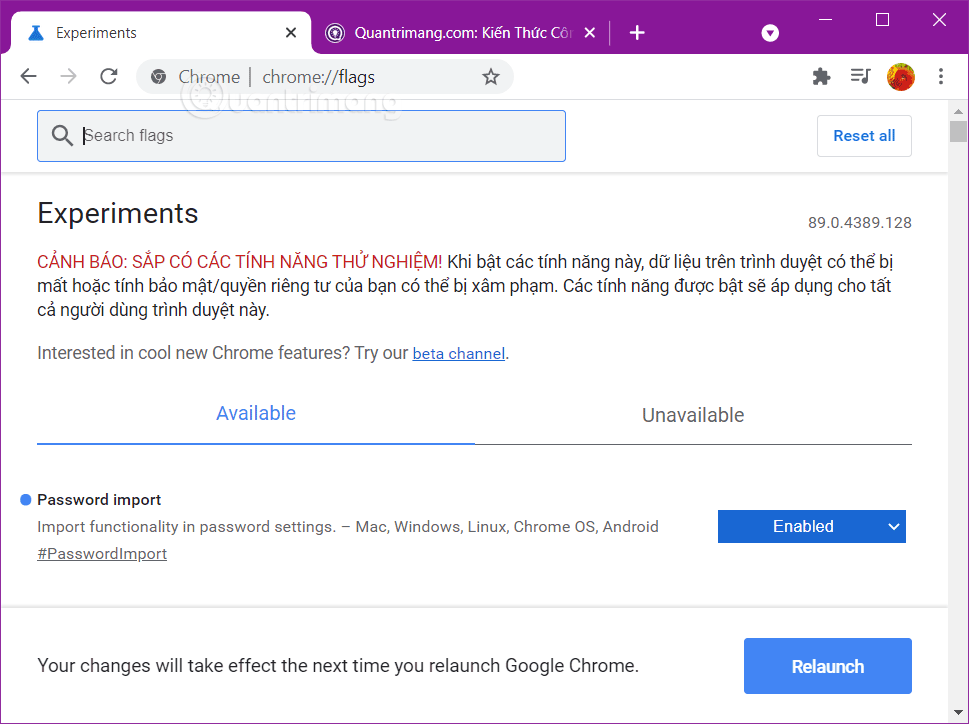Cách truy cập vào Chrome Flags