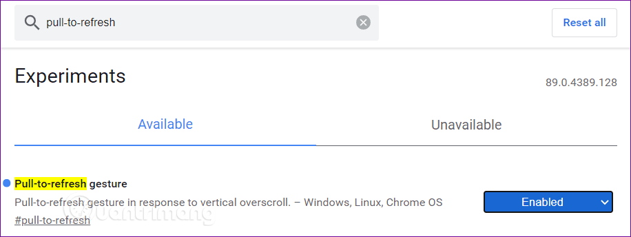Kéo để refresh trên PC