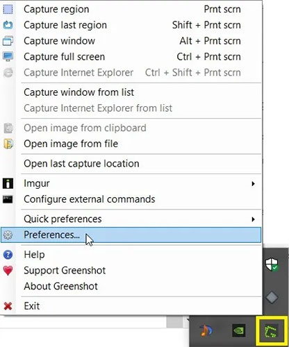 Nhấp vào Preferences