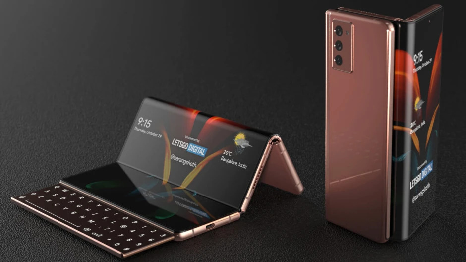 Hình ảnh chiếc mảng tính bảng có thể gập lại của Samsung - Galaxy Z Fold Tab.