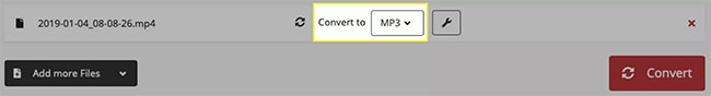 Select MP3 in the Convert To drop-down menu