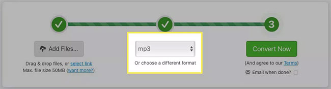 Select MP3 in the drop-down box