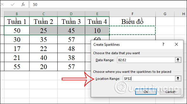 Cách tạo biểu đồ mini Sparklines trong Excel 2010, 2019 - Ảnh minh hoạ 2