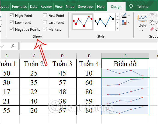 Cách tạo biểu đồ mini Sparklines trong Excel 2010, 2019 - Ảnh minh hoạ 8