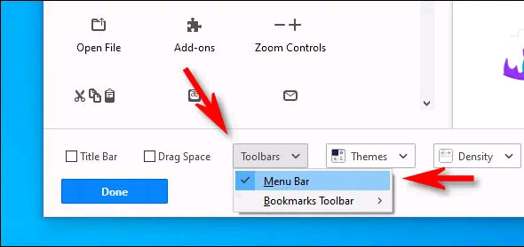 Chọn tùy chọn “Menu Bar”