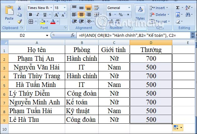 Kết ngược hàm If & and & or