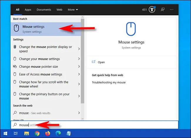 Bấm “Mouse settings”