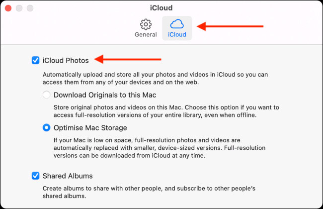 Bỏ tích tùy chọn “iCloud Photos”
