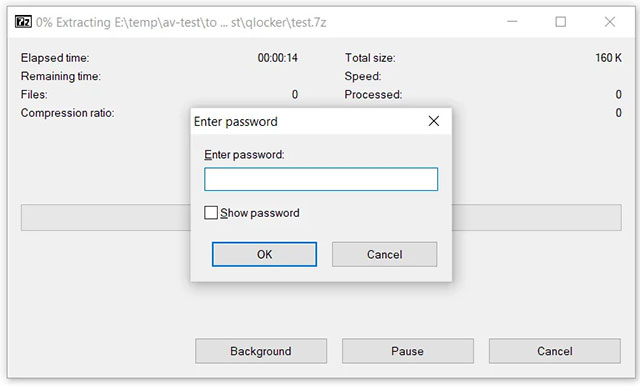 Kho lưu trữ 7zip được bảo vệ bằng mật khẩu