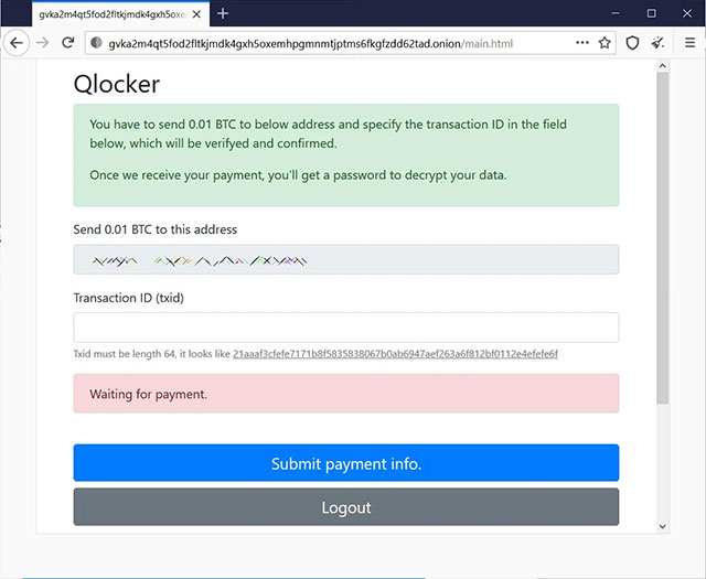 Trang thanh toán Qlocker Tor