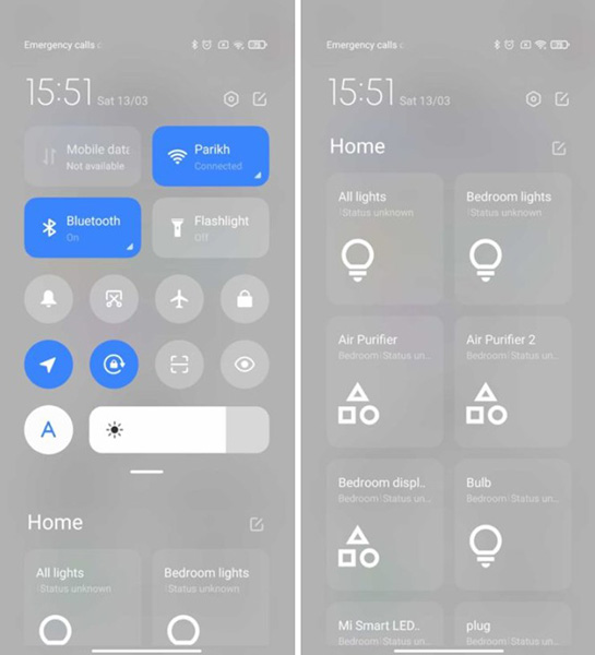 Google Home integrated in the control center