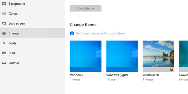 Chuyển về theme mặc định của Windows 10