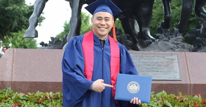 Trần Đại Chí trong lễ tốt nghiệp Southern Methodist University vào năm 2019. Ảnh: NVCC.