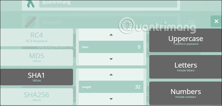 Chọn nội dung mật khẩu