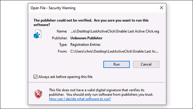 Bấm vào “Run”
