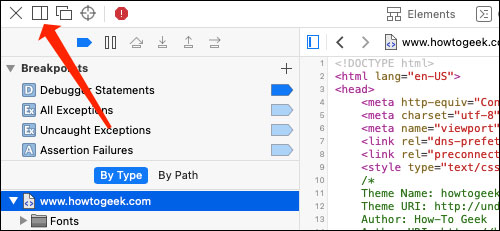 Change the location of the page source panel