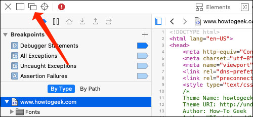 Open the page source panel in a separate window