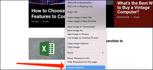 Select “Inspect Element”
