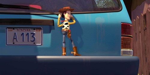 Biển số xe A113 trong bộ phim hoạt hình "Câu chuyện đồ chơi" - Toy Story của Disney.