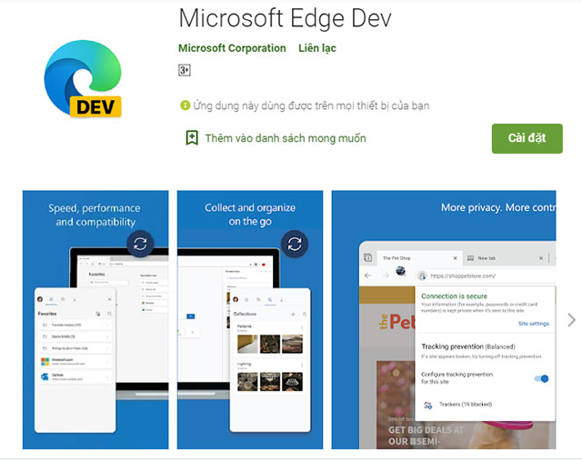 Microsoft Edge Dev Android