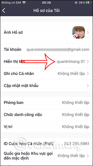 Hiển thị tên