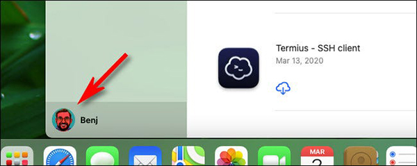 Chọn Apple ID trong cửa sổ App Store