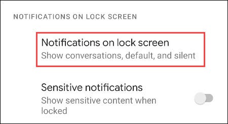 Bấm vào “Notifications on Lock Screen”