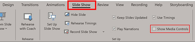 Bỏ chọn ở hộp Show Media Controls