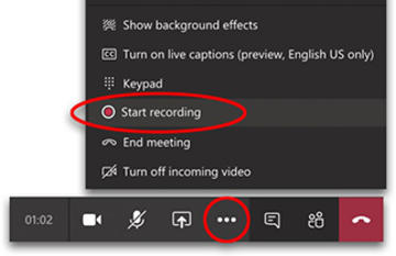 Chọn More options > Start recording 