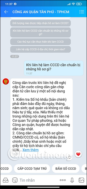 Hồ sơ làm CCCD gắn chip