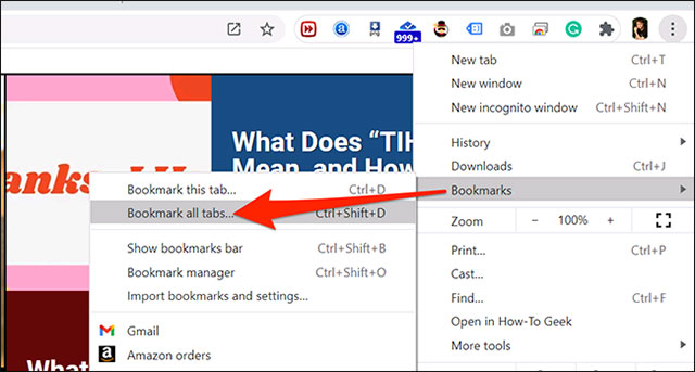 Chọn “Bookmarks > Bookmark all tabs”