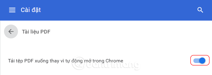 Bật tùy chọn tải file PDF thay vì xem trước