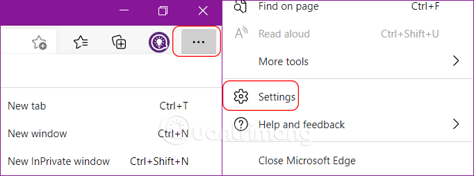 Chọn “Settings” trên Edge