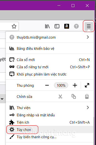 Nhấp vào Tùy chọn