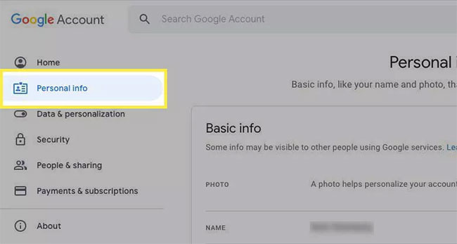 Chọn Personal Info