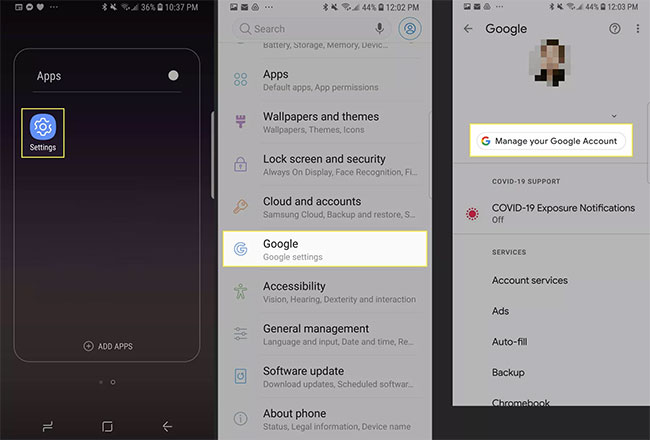 Nhấn vào Manage your Google Account