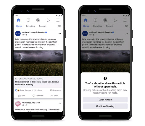 Lời nhắc từ Facebook