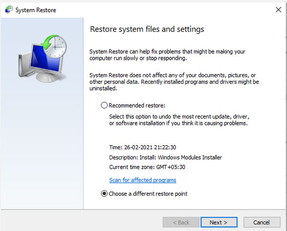 Sử dụng Windows System Restore