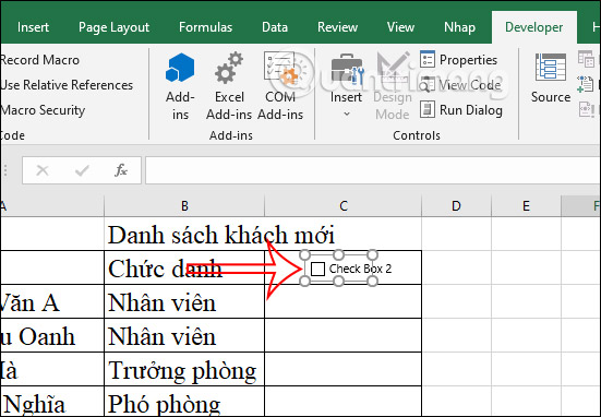 Cách chèn checkbox trong Excel - Ảnh minh hoạ 2