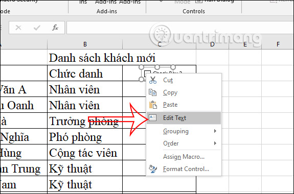 Cách chèn checkbox trong Excel - Ảnh minh hoạ 3