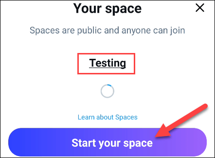 Click the “Start Your Space” button