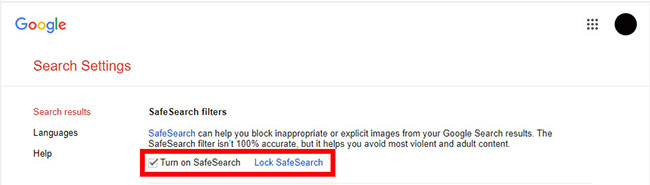 Nhấp vào Lock SafeSearch để lưu các thay đổi