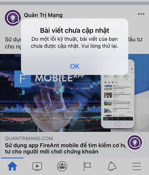 Không ghim được bài đăng trên Facebook