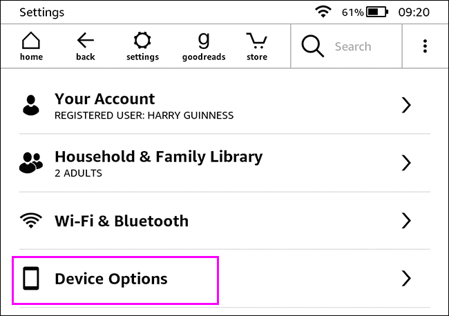 Bấm chọn “Device Options”
