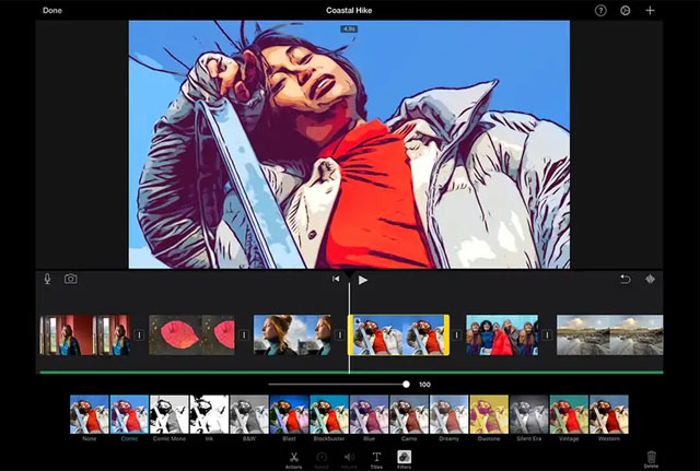 Giao diện ứng dụng chỉnh sửa video iMovie.