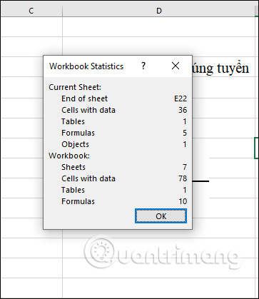 Cách xem Workbook Statistics trong Excel - Ảnh minh hoạ 2