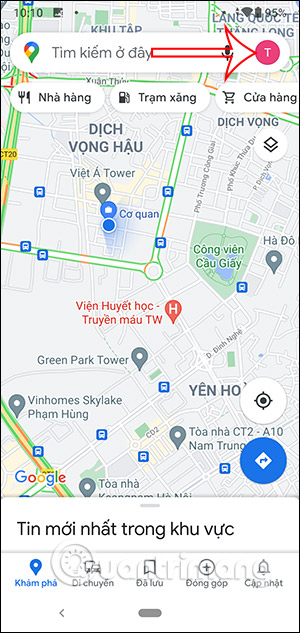 Nhấn vào ảnh đại diện