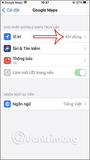Chỉnh chế độ dùng vị trí Google Maps